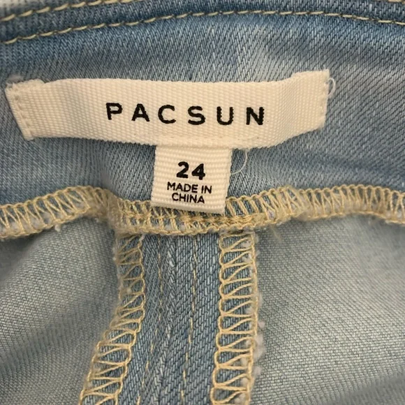 PacSun Belted Panel Light Wash Denim Mini Skirt Size 24 - Picture 10 of 11